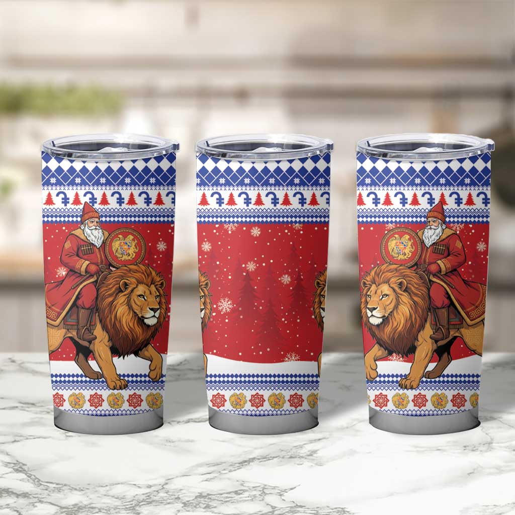Armenia Christmas Tumbler Cup Santa Riding Lion - Wonder Print Shop