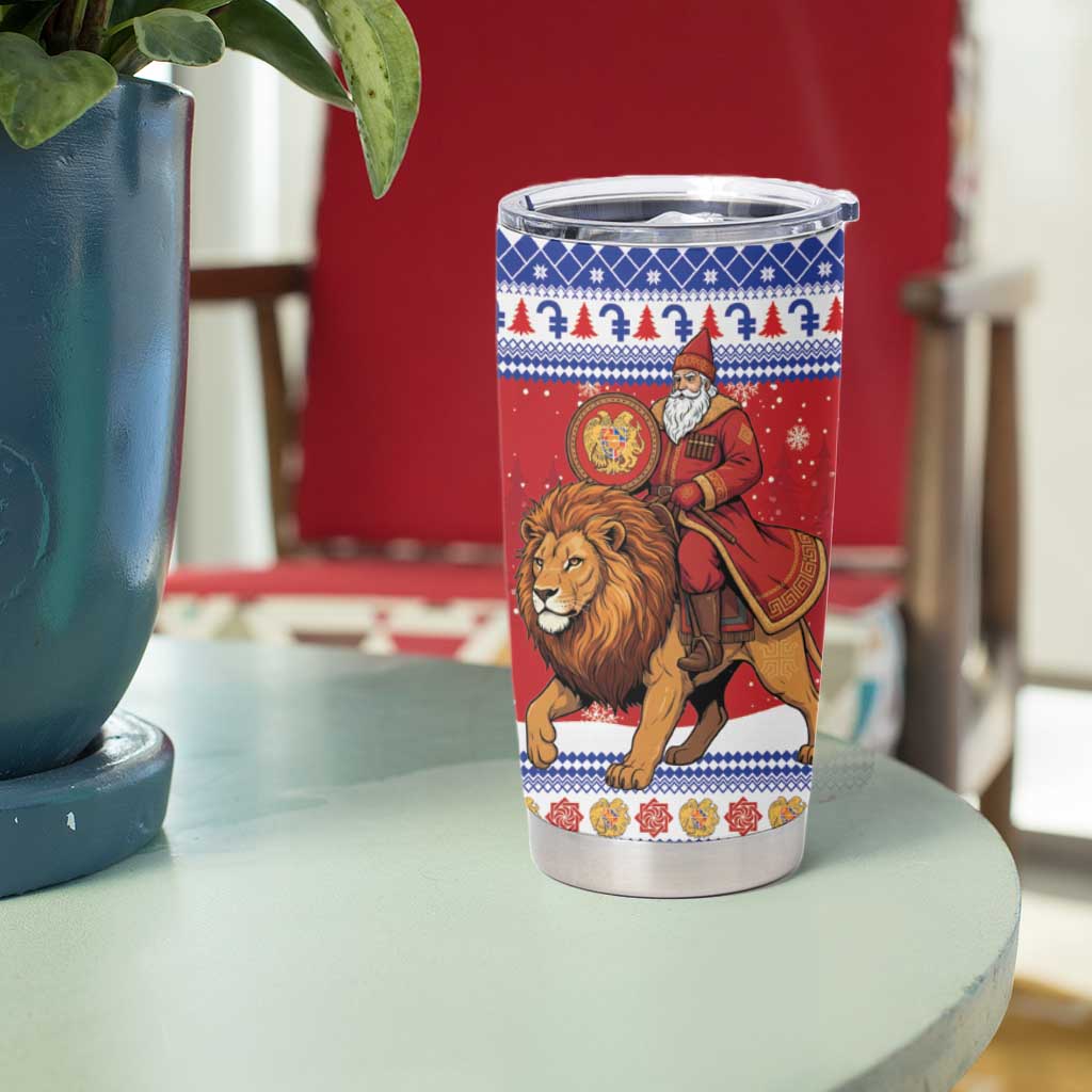 Armenia Christmas Tumbler Cup Santa Riding Lion - Wonder Print Shop