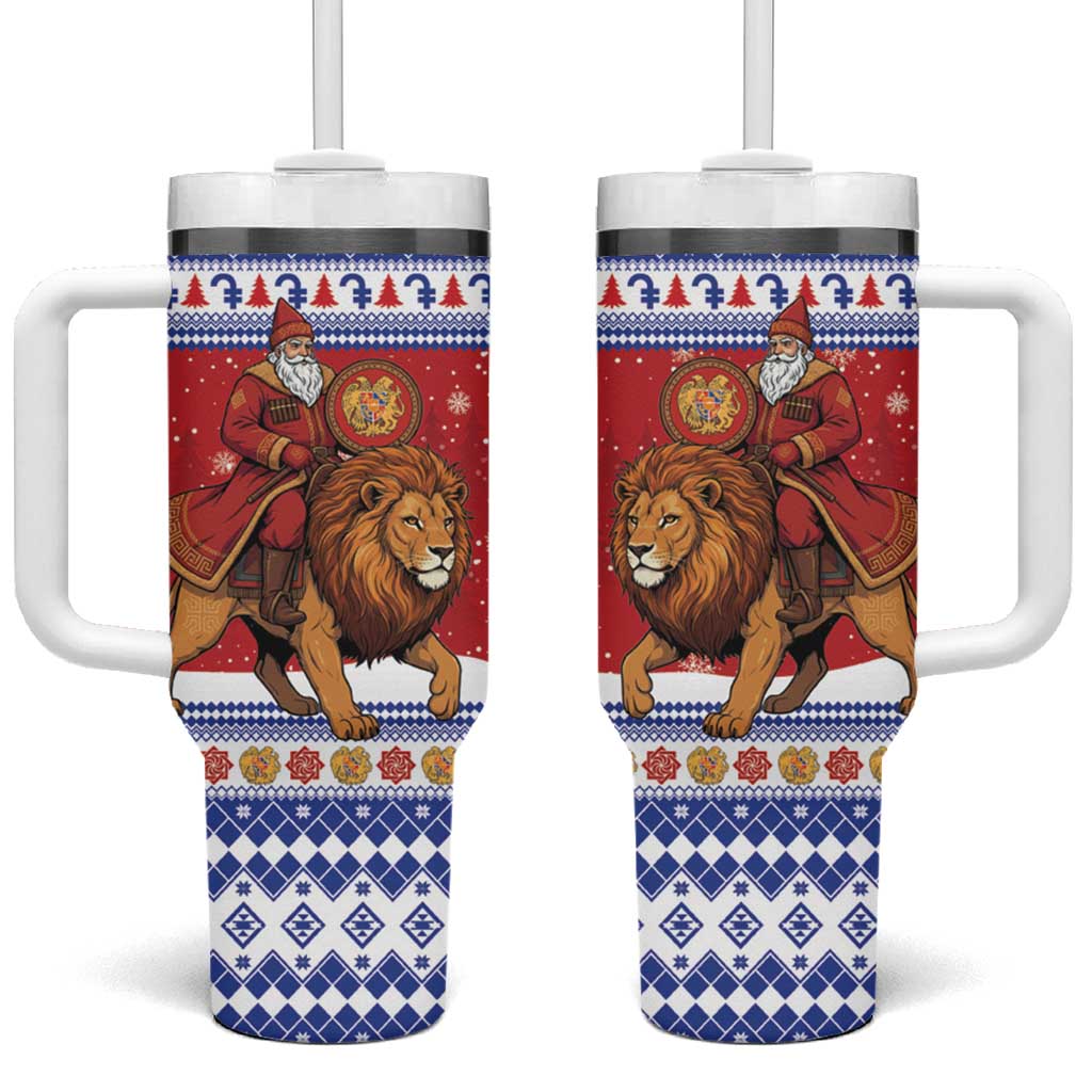 Armenia Christmas Tumbler With Handle Santa Riding Lion - Wonder Print Shop