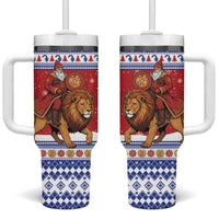 Armenia Christmas Tumbler With Handle Santa Riding Lion - Wonder Print Shop