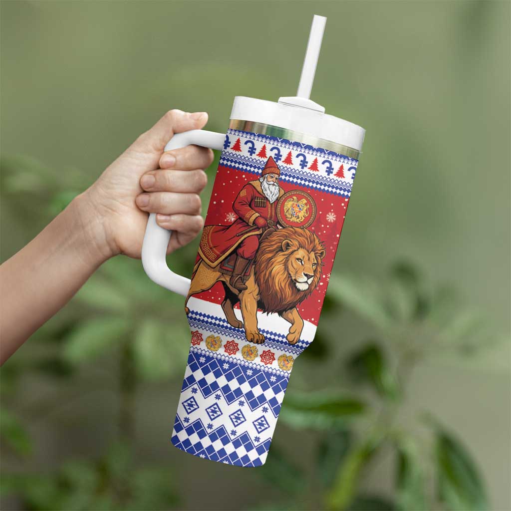 Armenia Christmas Tumbler With Handle Santa Riding Lion - Wonder Print Shop
