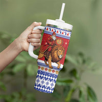 Armenia Christmas Tumbler With Handle Santa Riding Lion - Wonder Print Shop