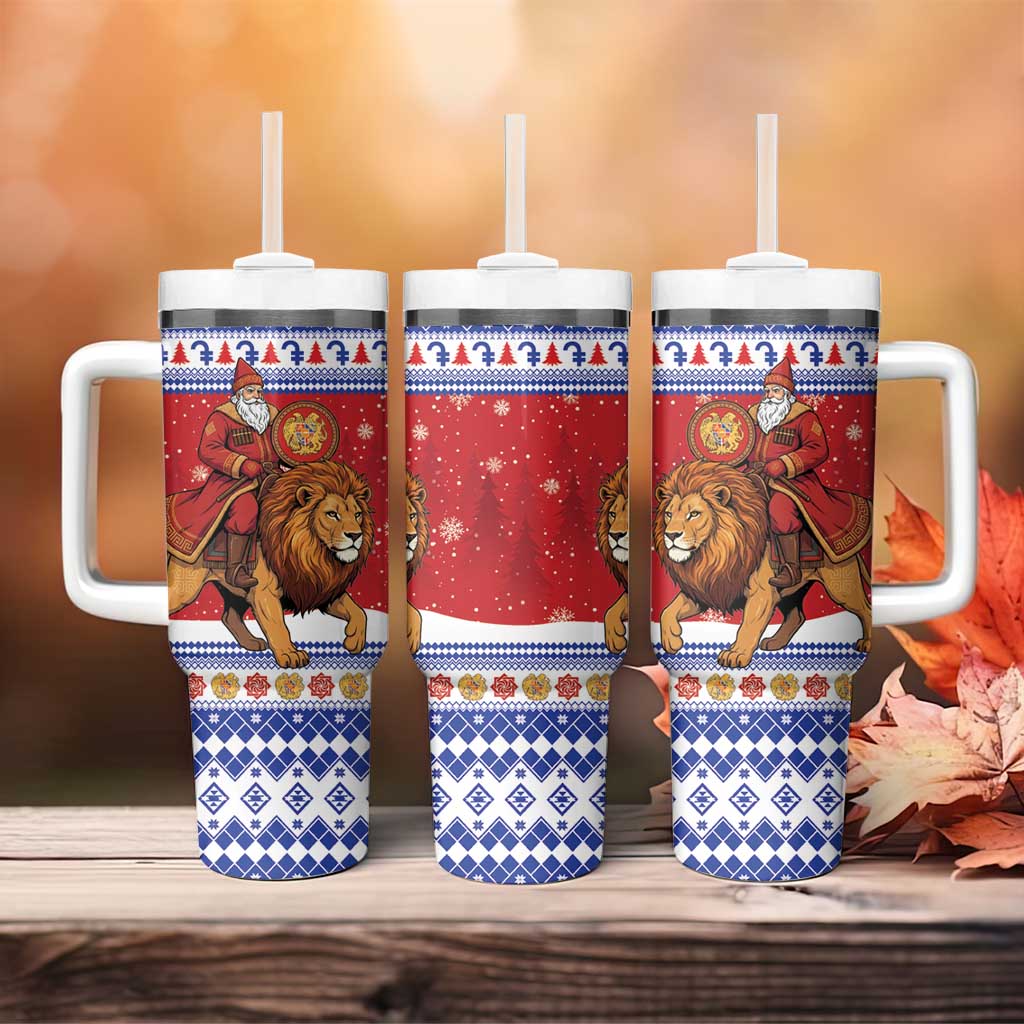Armenia Christmas Tumbler With Handle Santa Riding Lion - Wonder Print Shop