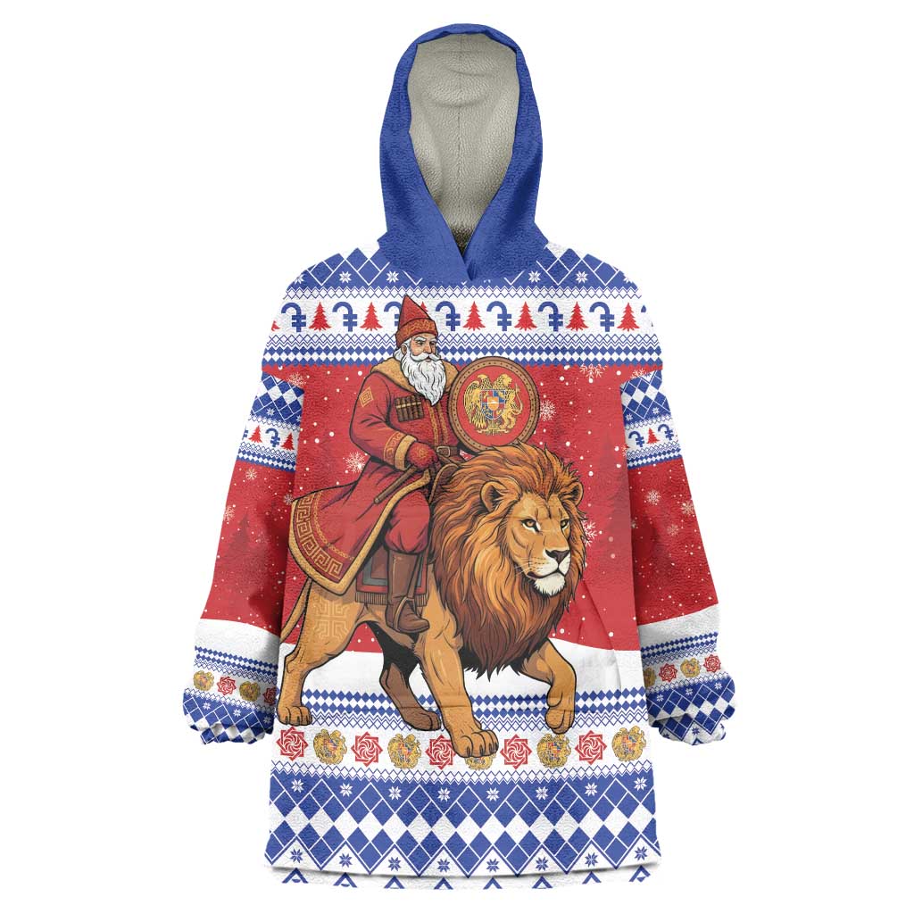 Armenia Christmas Wearable Blanket Hoodie Santa Riding Lion - Wonder Print Shop