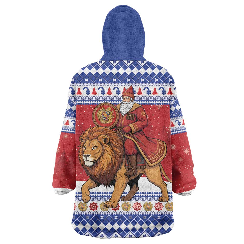 Armenia Christmas Wearable Blanket Hoodie Santa Riding Lion - Wonder Print Shop