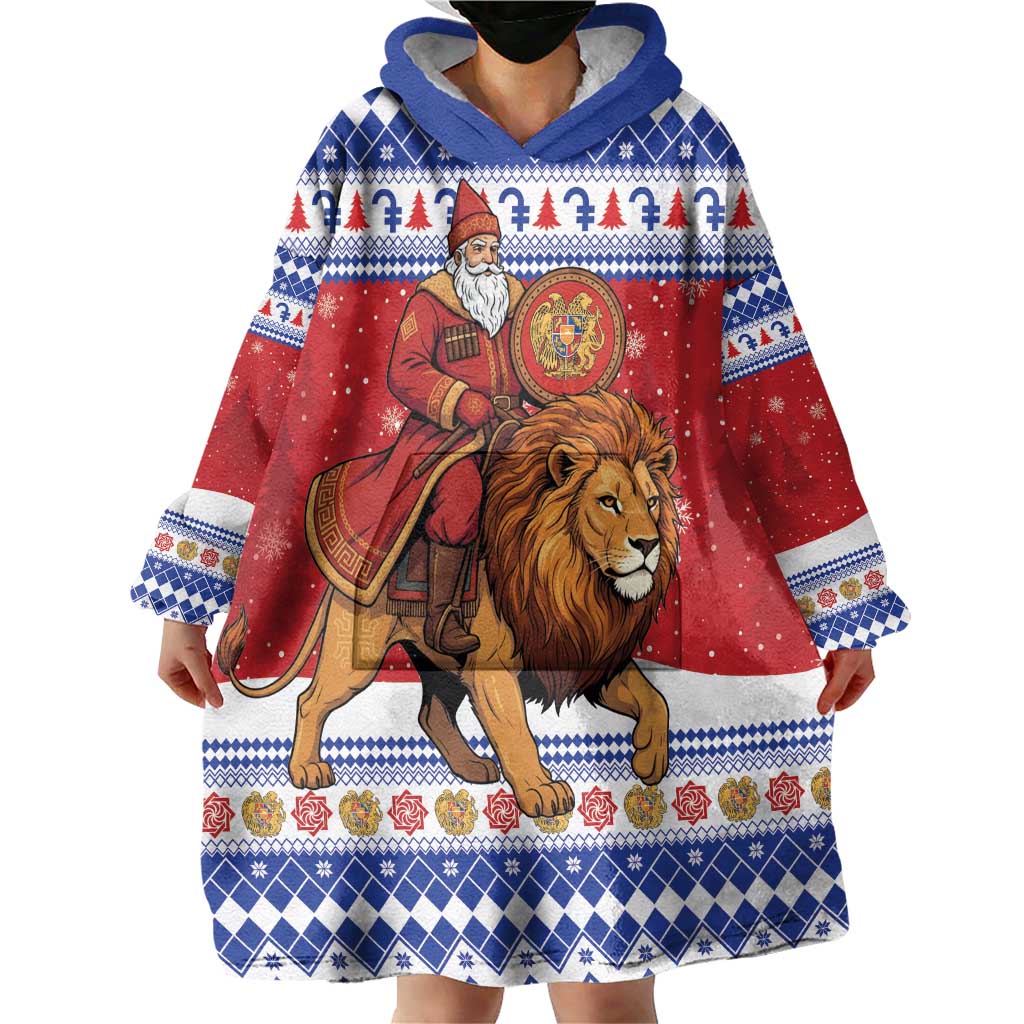 Armenia Christmas Wearable Blanket Hoodie Santa Riding Lion - Wonder Print Shop