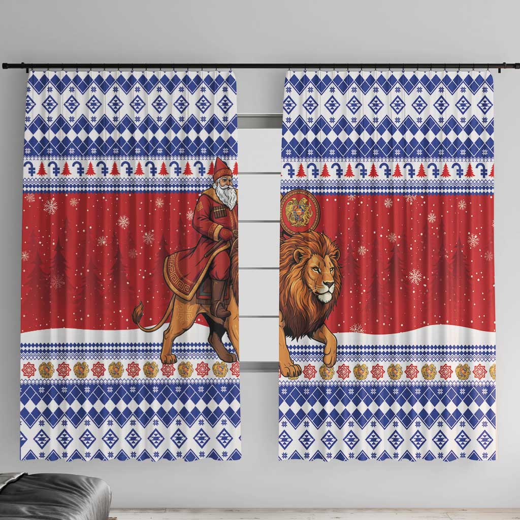 Armenia Christmas Window Curtain Santa Riding Lion - Wonder Print Shop