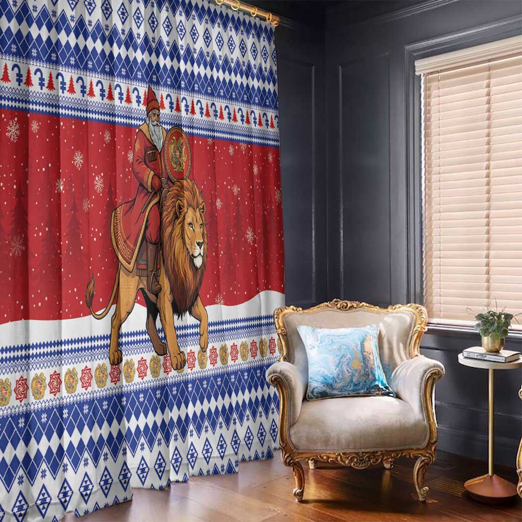 Armenia Christmas Window Curtain Santa Riding Lion - Wonder Print Shop
