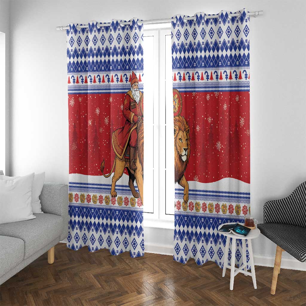 Armenia Christmas Window Curtain Santa Riding Lion - Wonder Print Shop