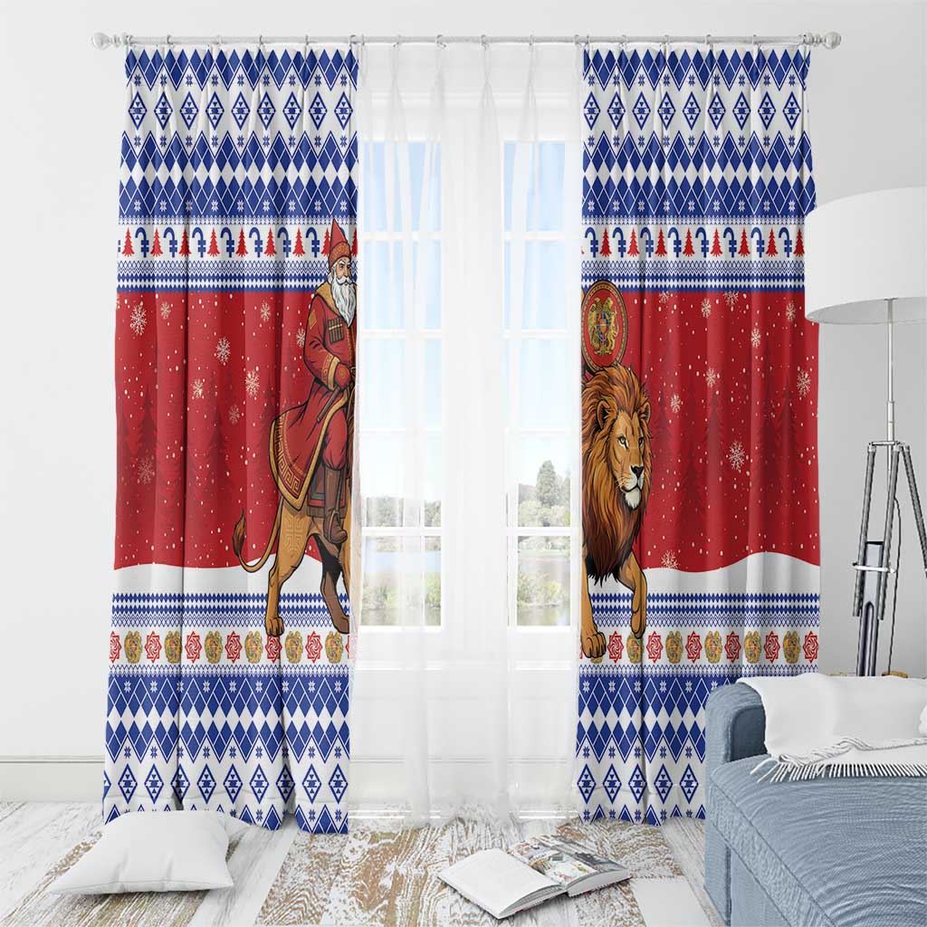 Armenia Christmas Window Curtain Santa Riding Lion - Wonder Print Shop