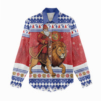 Armenia Christmas Women Casual Shirt Santa Riding Lion - Wonder Print Shop