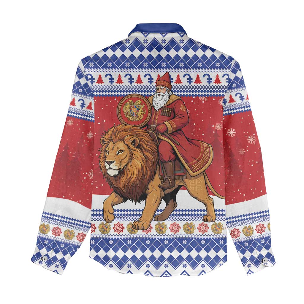 Armenia Christmas Women Casual Shirt Santa Riding Lion - Wonder Print Shop