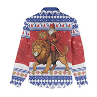 Armenia Christmas Women Casual Shirt Santa Riding Lion - Wonder Print Shop
