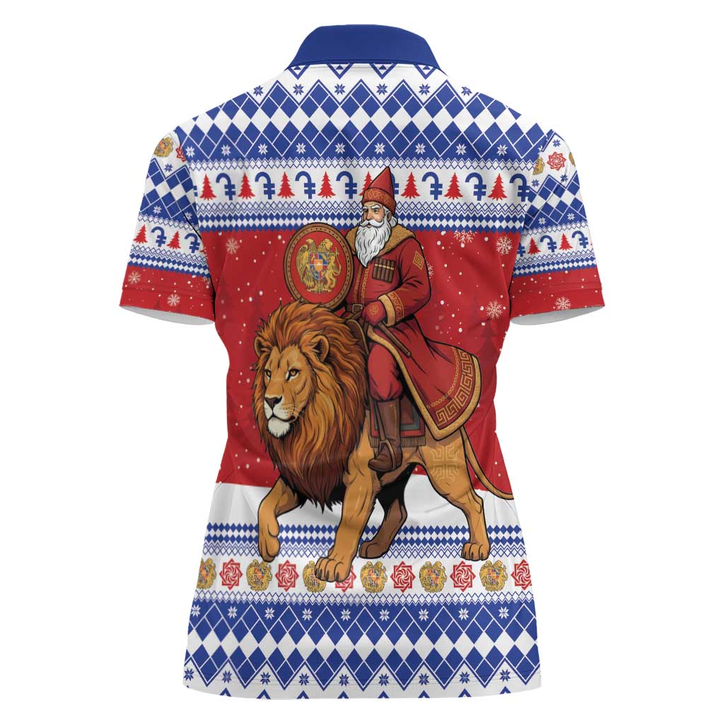 Armenia Christmas Women Polo Shirt Santa Riding Lion - Wonder Print Shop