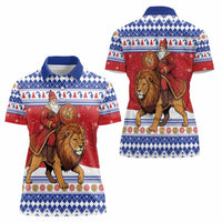 Armenia Christmas Women Polo Shirt Santa Riding Lion - Wonder Print Shop
