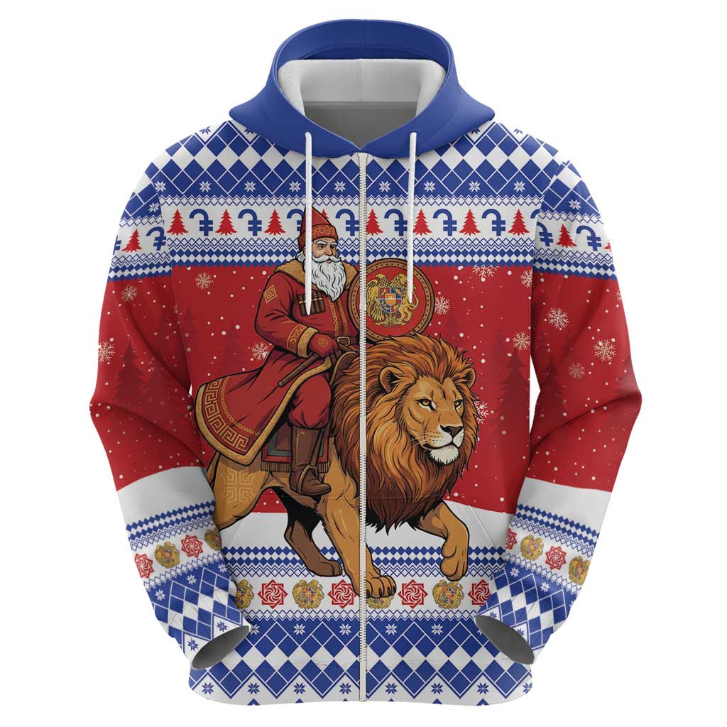 Armenia Christmas Zip Hoodie Santa Riding Lion - Wonder Print Shop