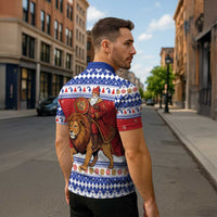 Armenia Christmas Zipper Polo Shirt Santa Riding Lion - Wonder Print Shop