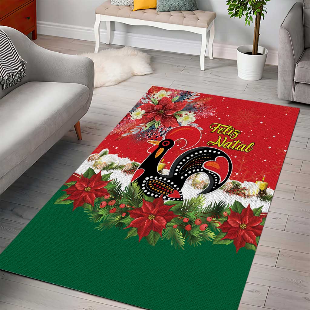 Portugal Christmas Area Rug Rooster of Barcelos Christmas Lightning Art - Wonder Print Shop