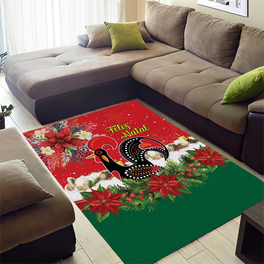 Portugal Christmas Area Rug Rooster of Barcelos Christmas Lightning Art - Wonder Print Shop