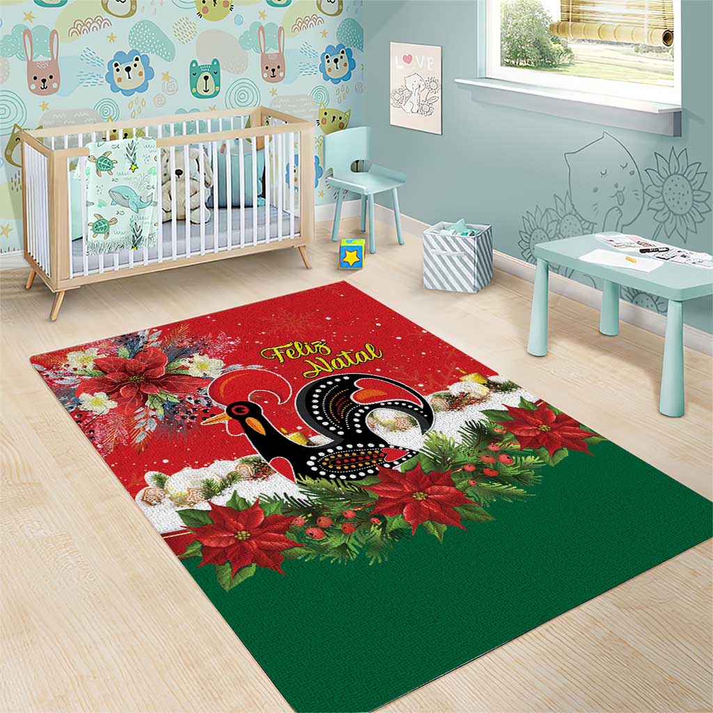 Portugal Christmas Area Rug Rooster of Barcelos Christmas Lightning Art - Wonder Print Shop