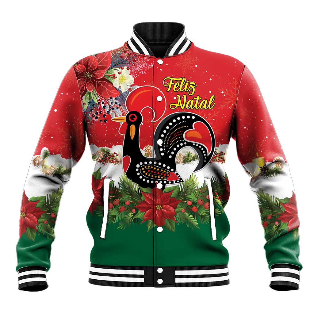 Portugal Christmas Baseball Jacket Rooster of Barcelos Christmas Lightning Art - Wonder Print Shop