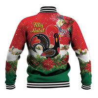 Portugal Christmas Baseball Jacket Rooster of Barcelos Christmas Lightning Art - Wonder Print Shop