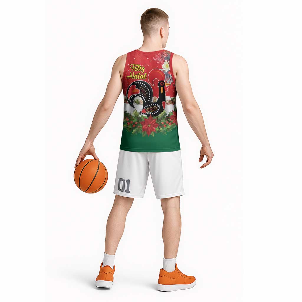 Portugal Christmas Basketball Jersey Rooster of Barcelos Christmas Lightning Art - Wonder Print Shop