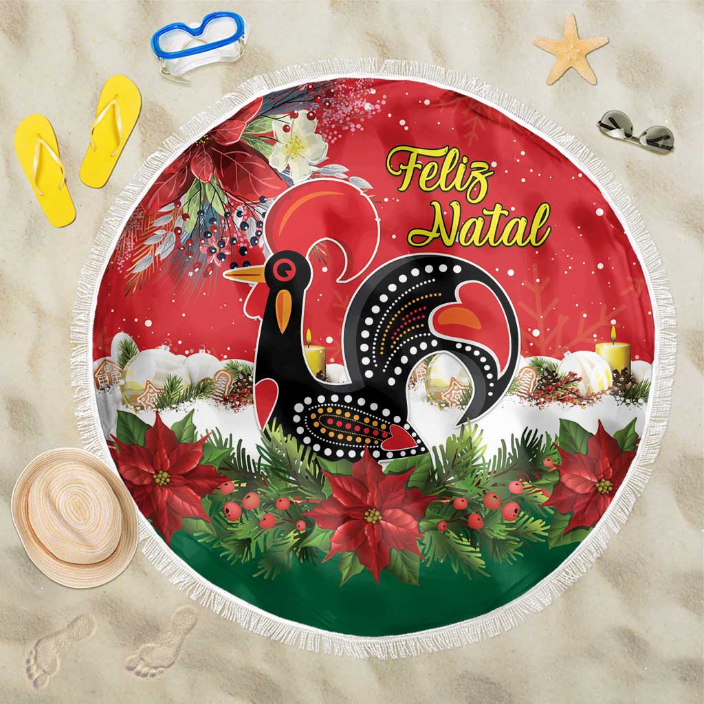 Portugal Christmas Beach Blanket Rooster of Barcelos Christmas Lightning Art - Wonder Print Shop