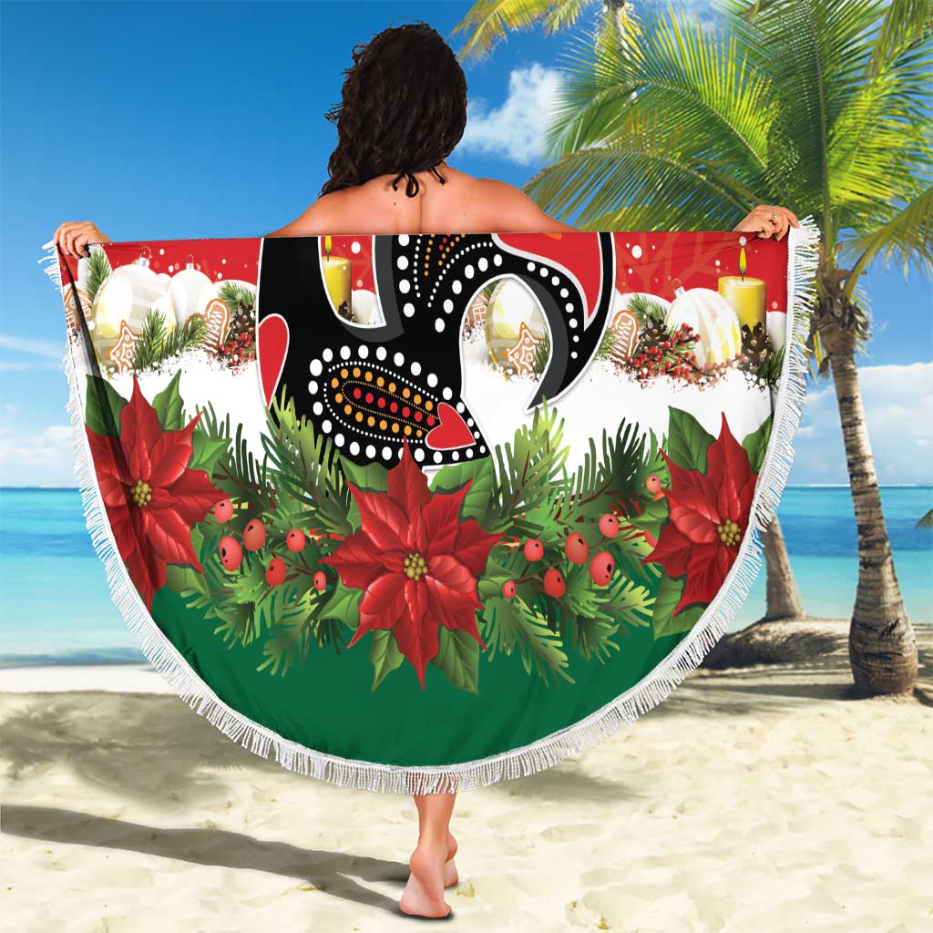 Portugal Christmas Beach Blanket Rooster of Barcelos Christmas Lightning Art - Wonder Print Shop