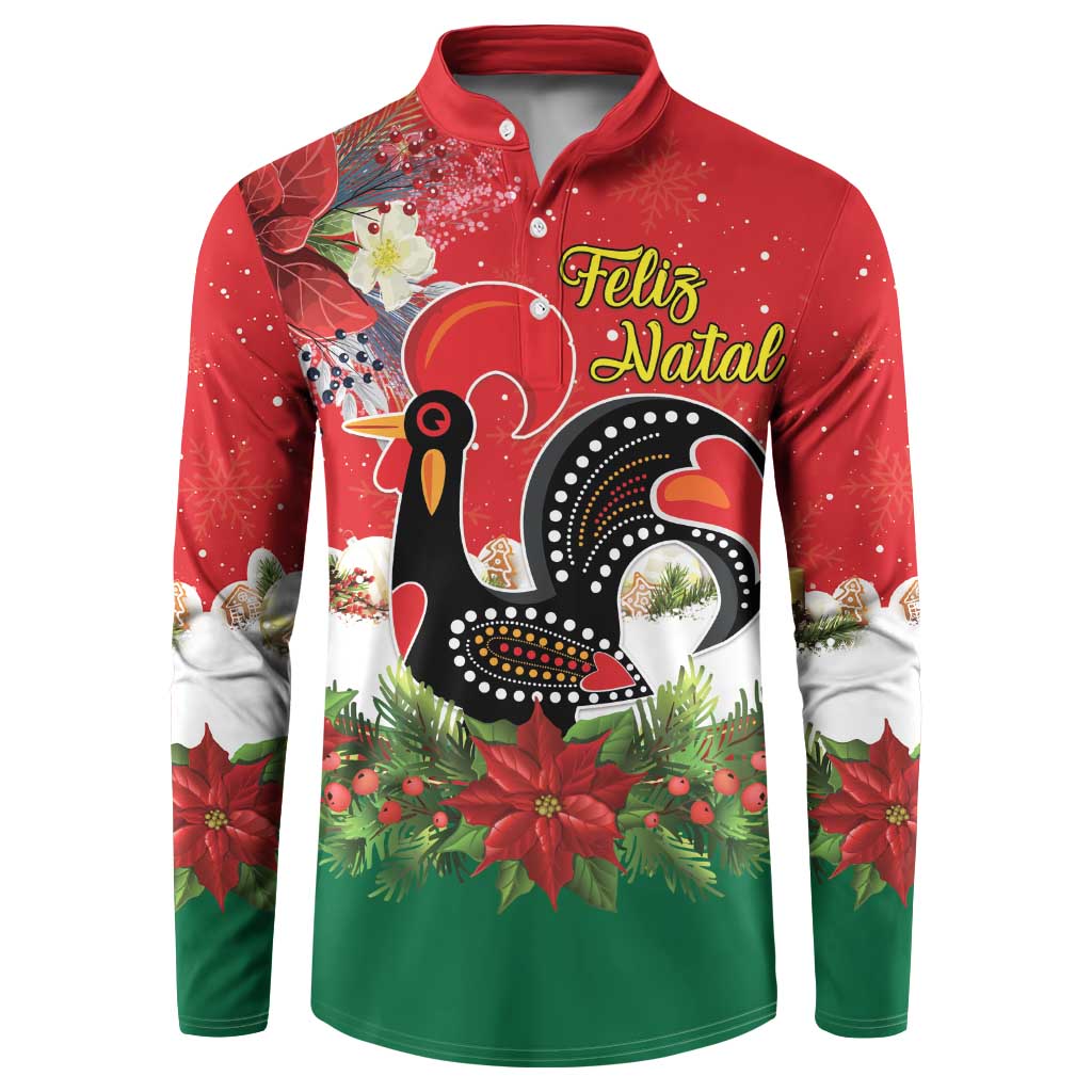 Portugal Christmas Button Sweatshirt Rooster of Barcelos Christmas Lightning Art - Wonder Print Shop