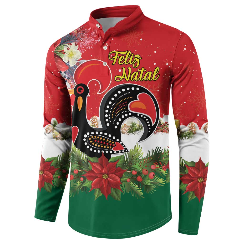 Portugal Christmas Button Sweatshirt Rooster of Barcelos Christmas Lightning Art - Wonder Print Shop