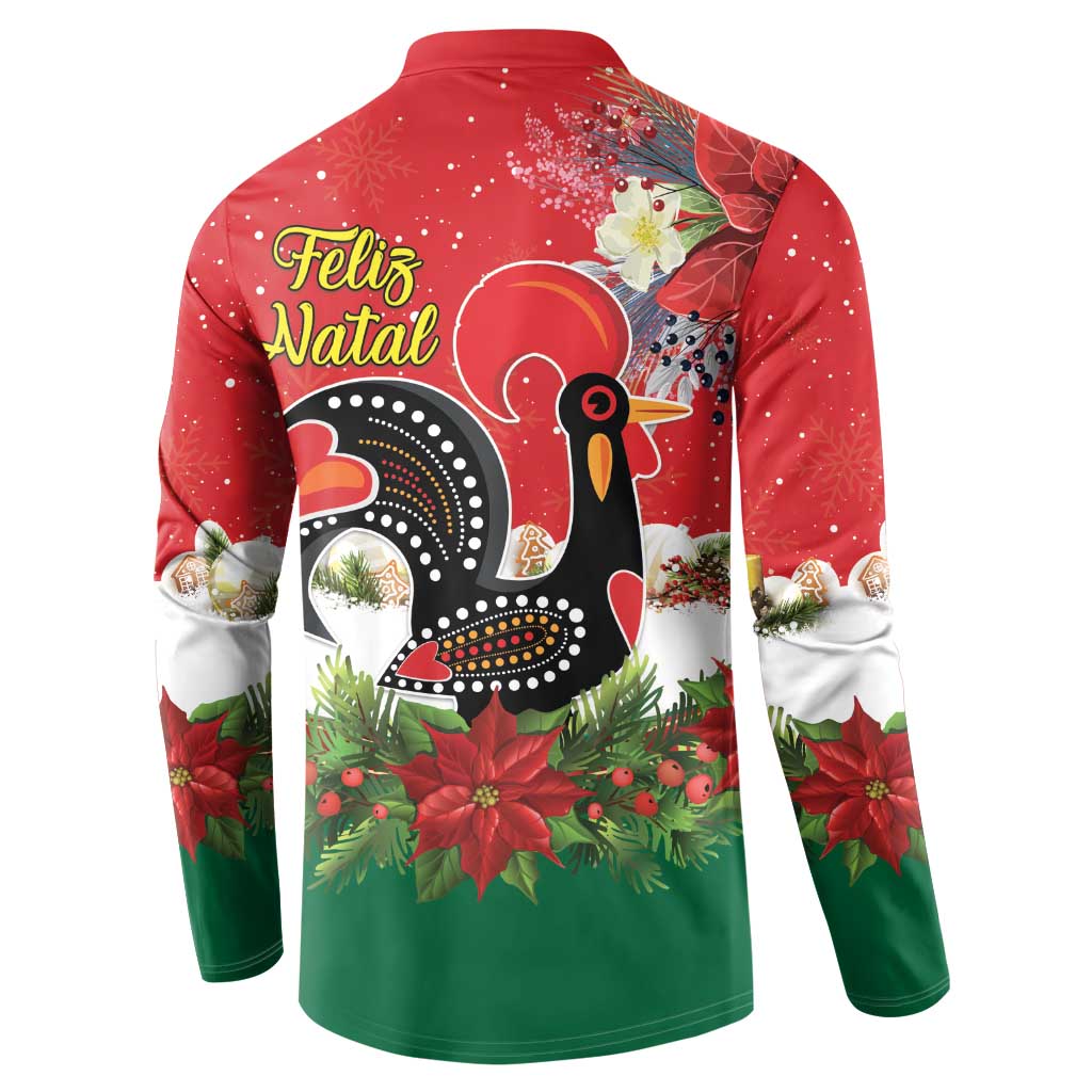Portugal Christmas Button Sweatshirt Rooster of Barcelos Christmas Lightning Art - Wonder Print Shop