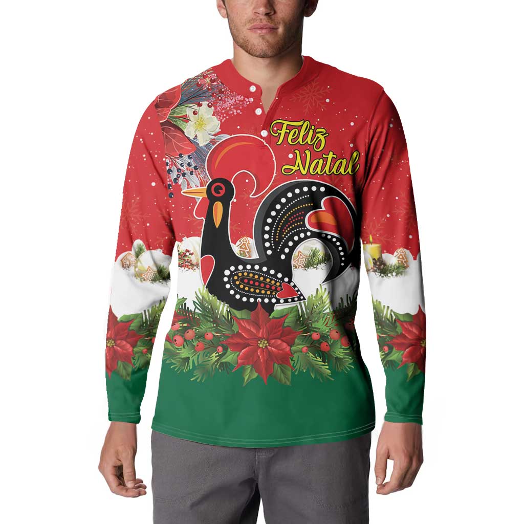 Portugal Christmas Button Sweatshirt Rooster of Barcelos Christmas Lightning Art - Wonder Print Shop