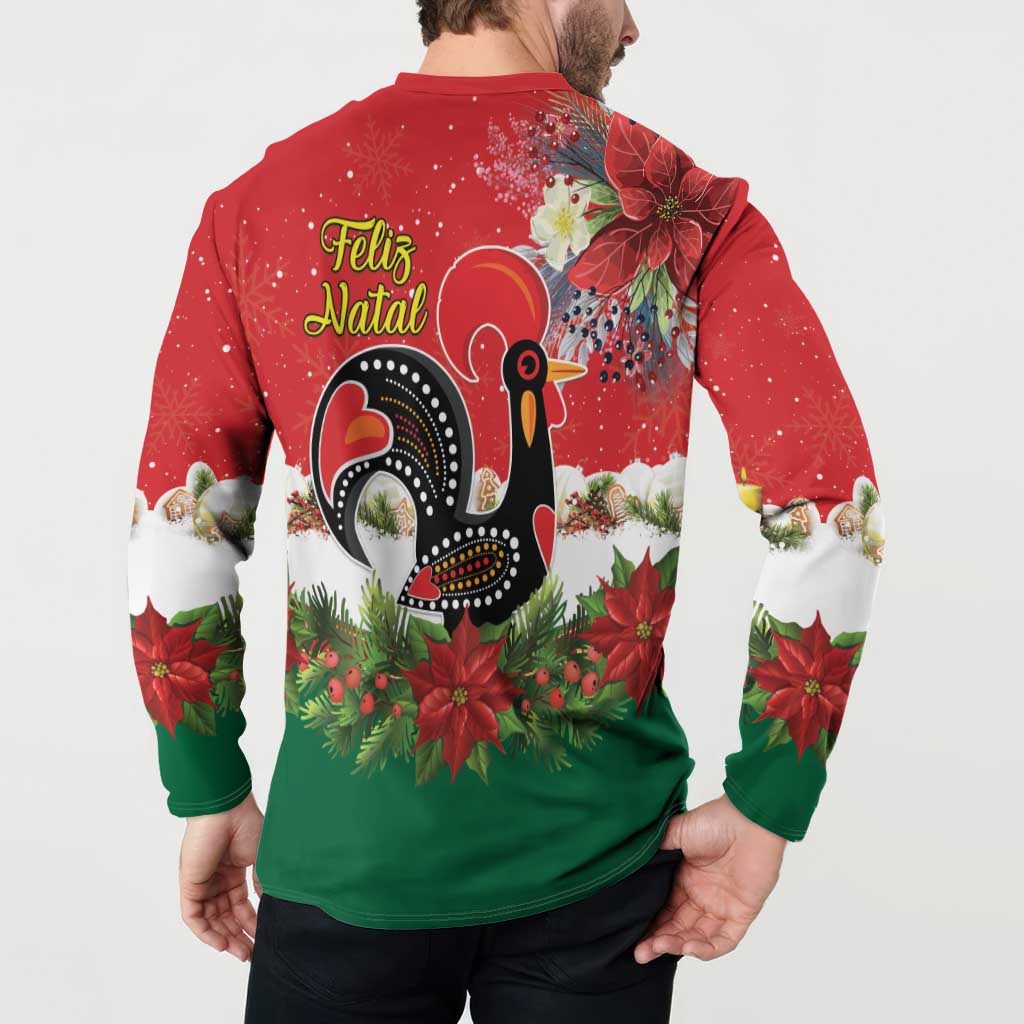 Portugal Christmas Button Sweatshirt Rooster of Barcelos Christmas Lightning Art - Wonder Print Shop