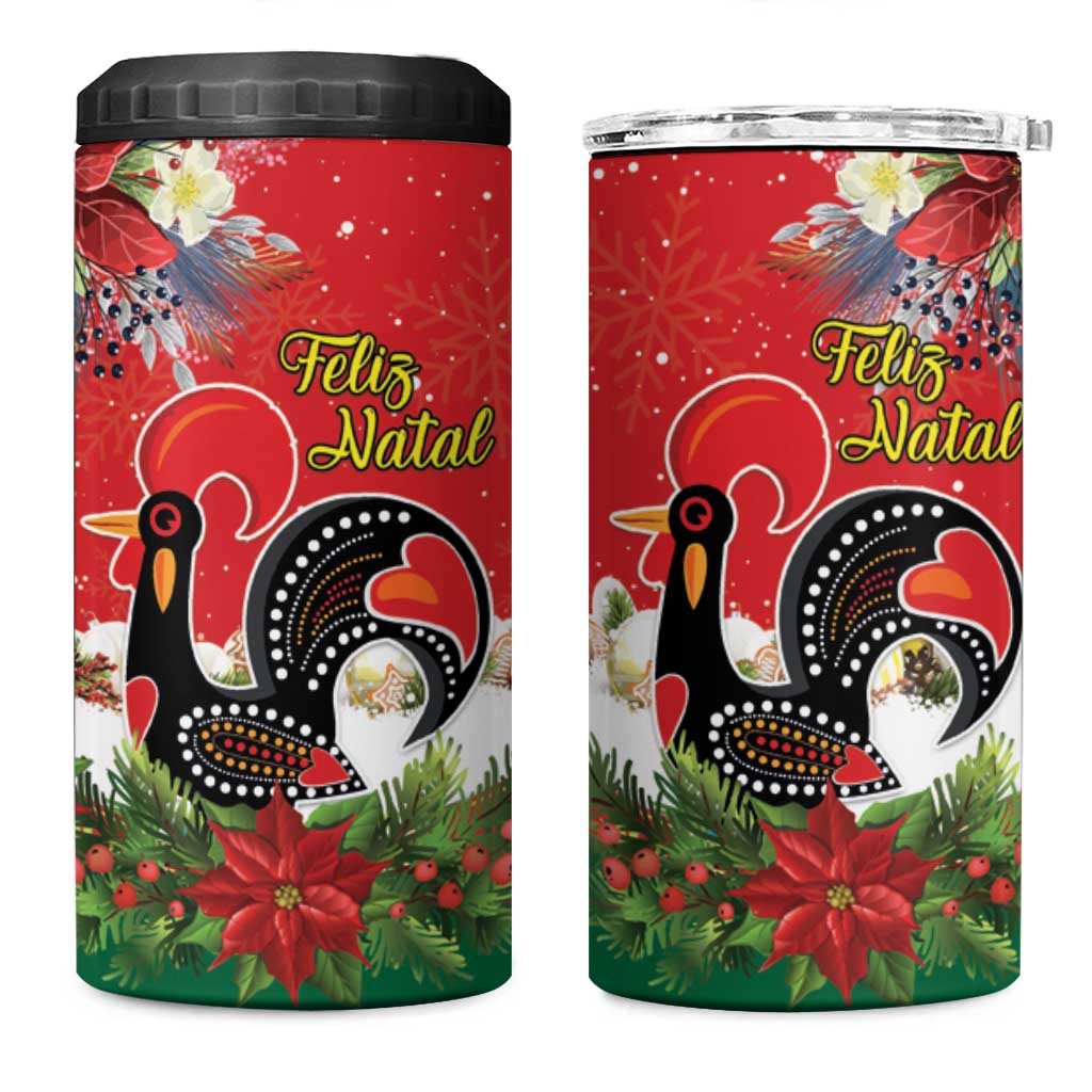Portugal Christmas 4 in 1 Can Cooler Tumbler Rooster of Barcelos Christmas Lightning Art - Wonder Print Shop