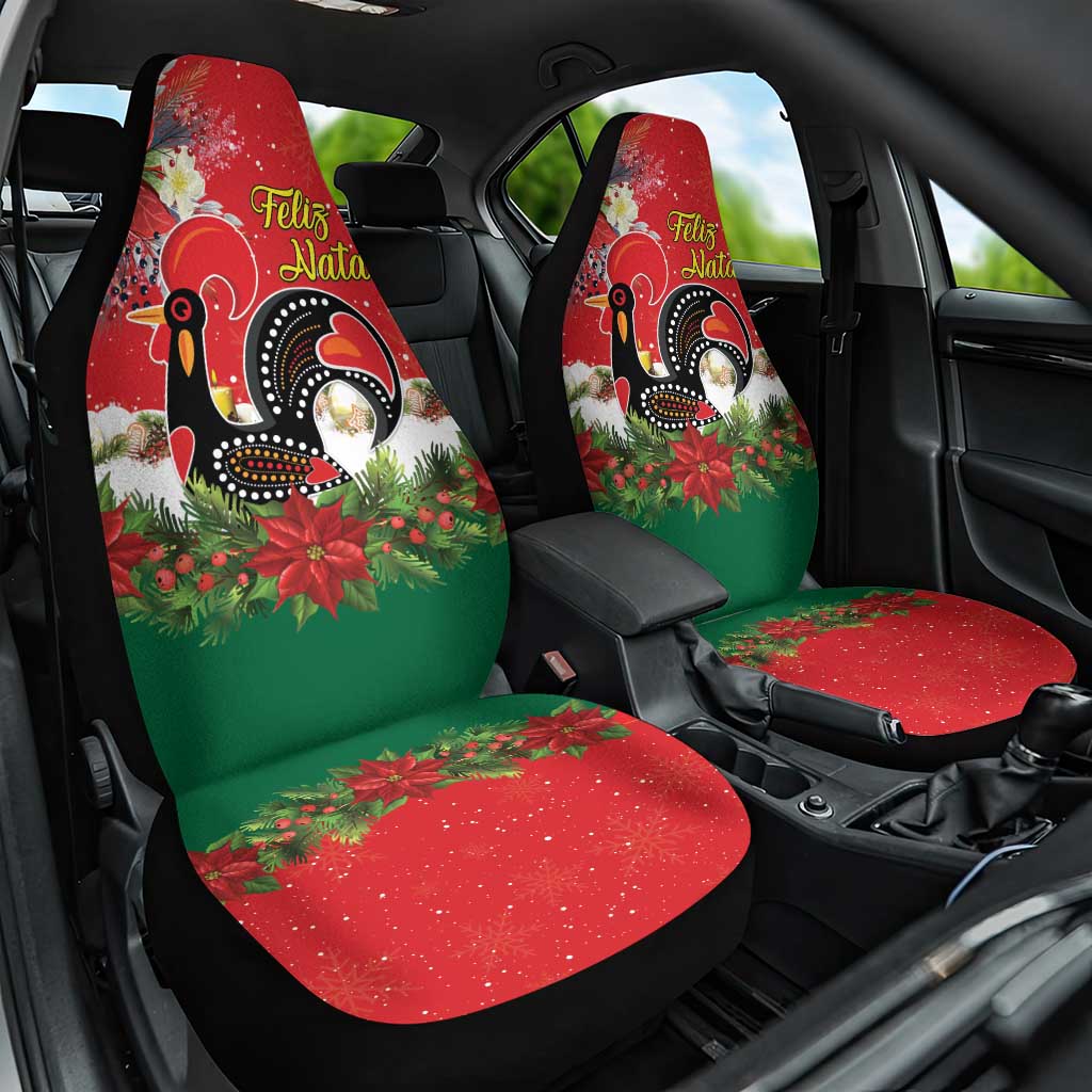 Portugal Christmas Car Seat Cover Rooster of Barcelos Christmas Lightning Art - Wonder Print Shop