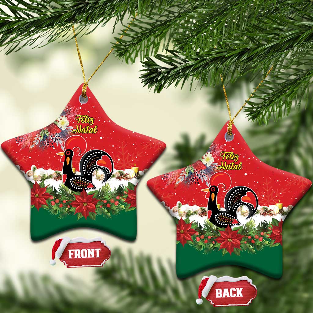 Portugal Christmas Ceramic Ornament Rooster of Barcelos Christmas Lightning Art - Wonder Print Shop