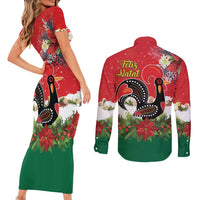 Portugal Christmas Couples Matching Short Sleeve Bodycon Dress and Long Sleeve Button Shirt Rooster of Barcelos Christmas Lightning Art - Wonder Print Shop