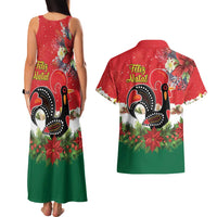 Portugal Christmas Couples Matching Tank Maxi Dress and Hawaiian Shirt Rooster of Barcelos Christmas Lightning Art - Wonder Print Shop