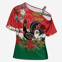 Portugal Christmas Cross Shoulder Shirt Rooster of Barcelos Christmas Lightning Art - Wonder Print Shop