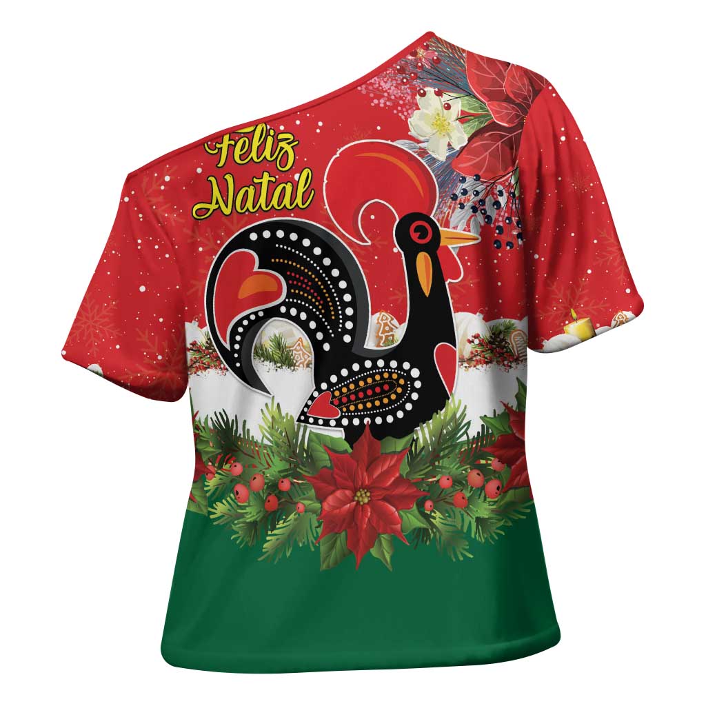 Portugal Christmas Cross Shoulder Shirt Rooster of Barcelos Christmas Lightning Art - Wonder Print Shop