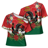 Portugal Christmas Cross Shoulder Shirt Rooster of Barcelos Christmas Lightning Art - Wonder Print Shop