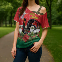 Portugal Christmas Cross Shoulder Shirt Rooster of Barcelos Christmas Lightning Art - Wonder Print Shop