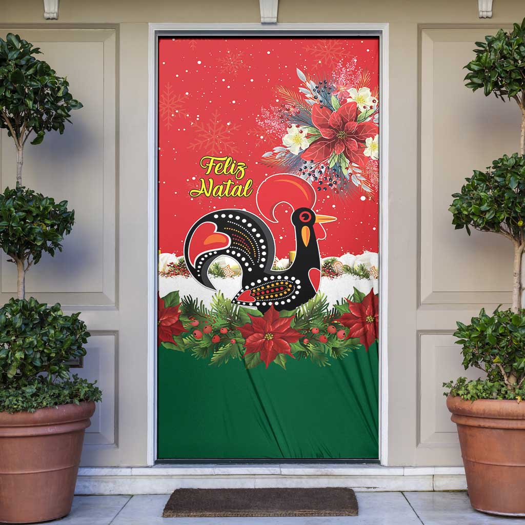Portugal Christmas Door Cover Rooster of Barcelos Christmas Lightning Art - Wonder Print Shop