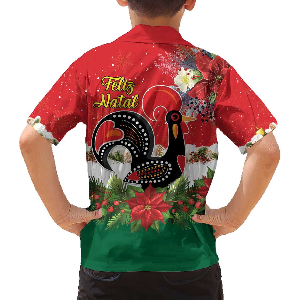 Portugal Christmas Family Matching Long Sleeve Bodycon Dress and Hawaiian Shirt Rooster of Barcelos Christmas Lightning Art - Wonder Print Shop