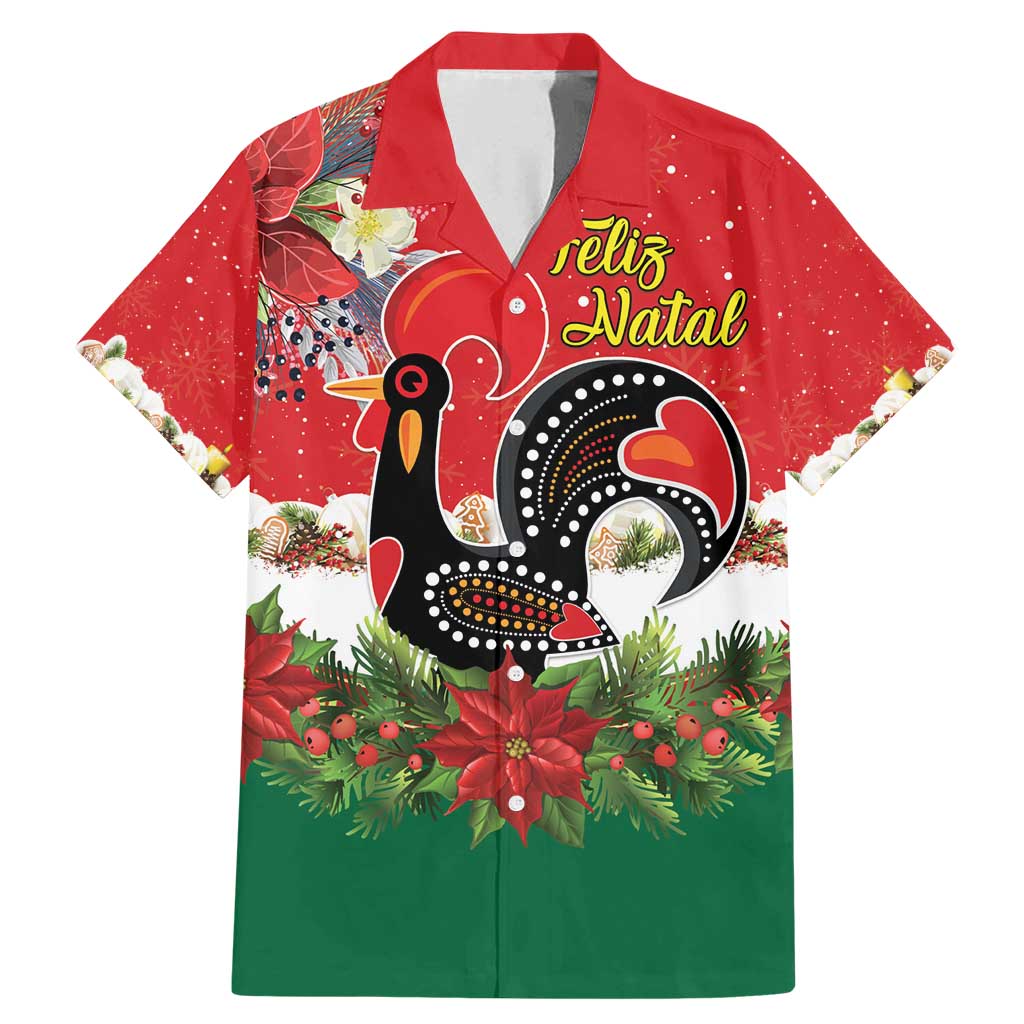 Portugal Christmas Family Matching Mermaid Dress and Hawaiian Shirt Rooster of Barcelos Christmas Lightning Art - Wonder Print Shop