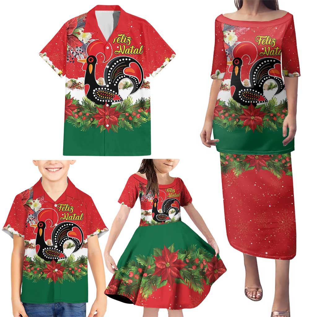 Portugal Christmas Family Matching Puletasi and Hawaiian Shirt Rooster of Barcelos Christmas Lightning Art - Wonder Print Shop