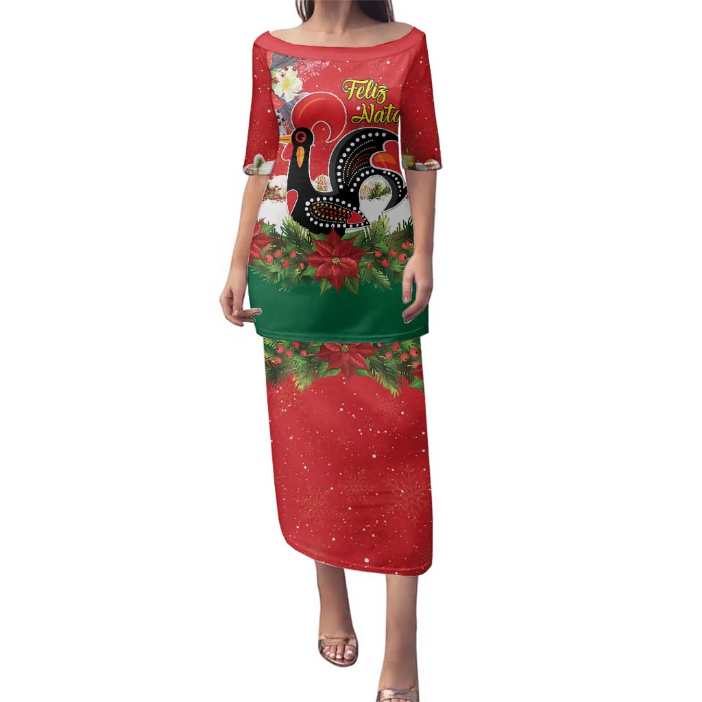 Portugal Christmas Family Matching Puletasi and Hawaiian Shirt Rooster of Barcelos Christmas Lightning Art - Wonder Print Shop