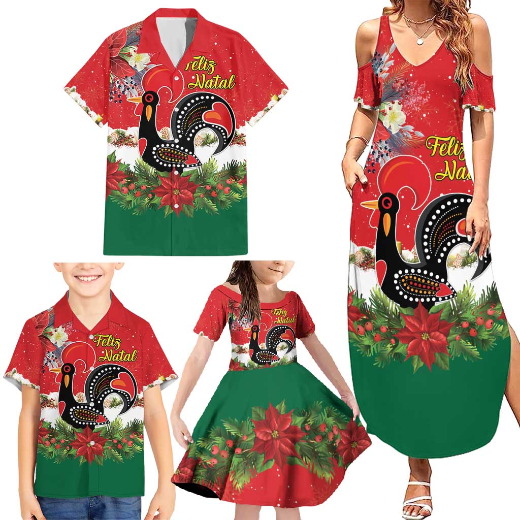 Portugal Christmas Family Matching Summer Maxi Dress and Hawaiian Shirt Rooster of Barcelos Christmas Lightning Art - Wonder Print Shop