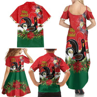 Portugal Christmas Family Matching Summer Maxi Dress and Hawaiian Shirt Rooster of Barcelos Christmas Lightning Art - Wonder Print Shop